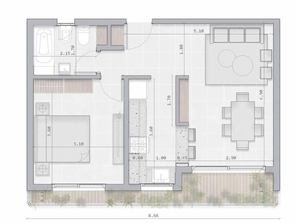 Planta Dos Ambientes C1