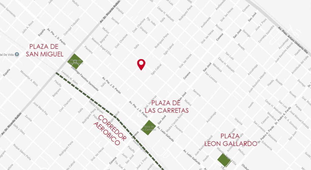 Imagen señalando los espacios verdes más cercanos