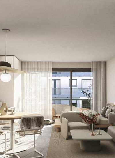 Vista del living comedor con ventanal al centro de San Miguel