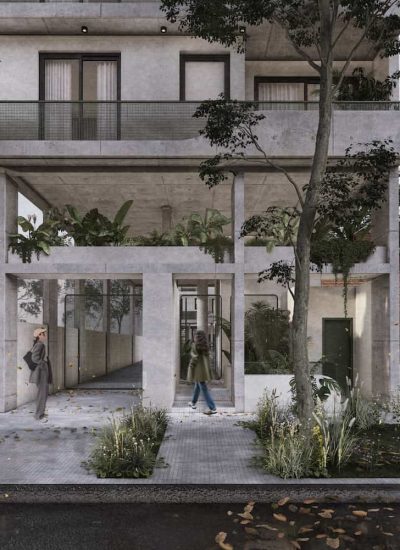 Fachada de edificios en el centro de San Miguel – Complejo Dos Olivos